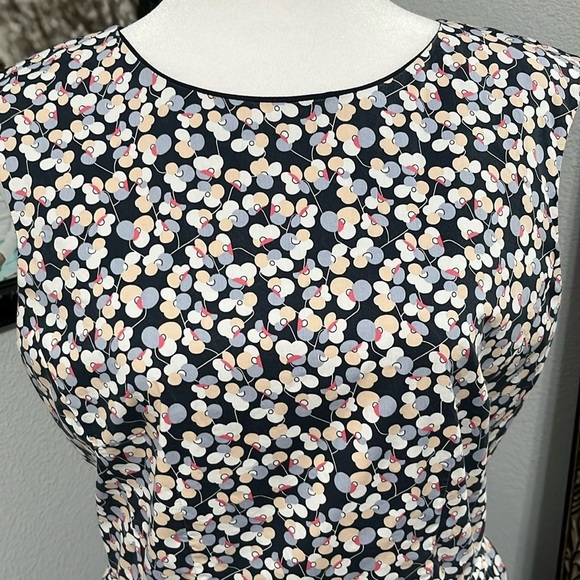 1901 Women's Size 6 Sleeveless Poplin Navy Floral Dress - Picture 6 of 13
